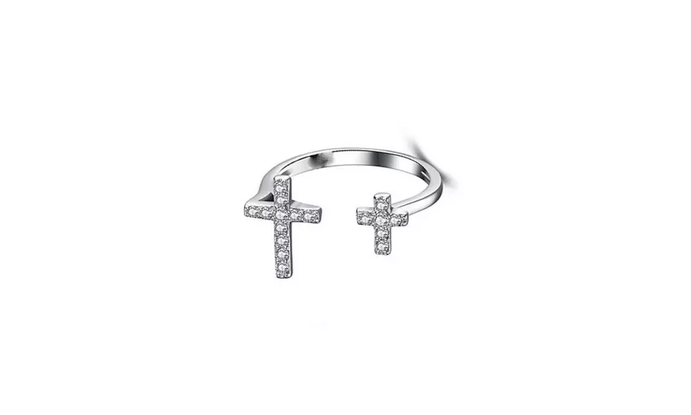 Crystals Cross Ring Collection in 18K White Gold - Second Medium