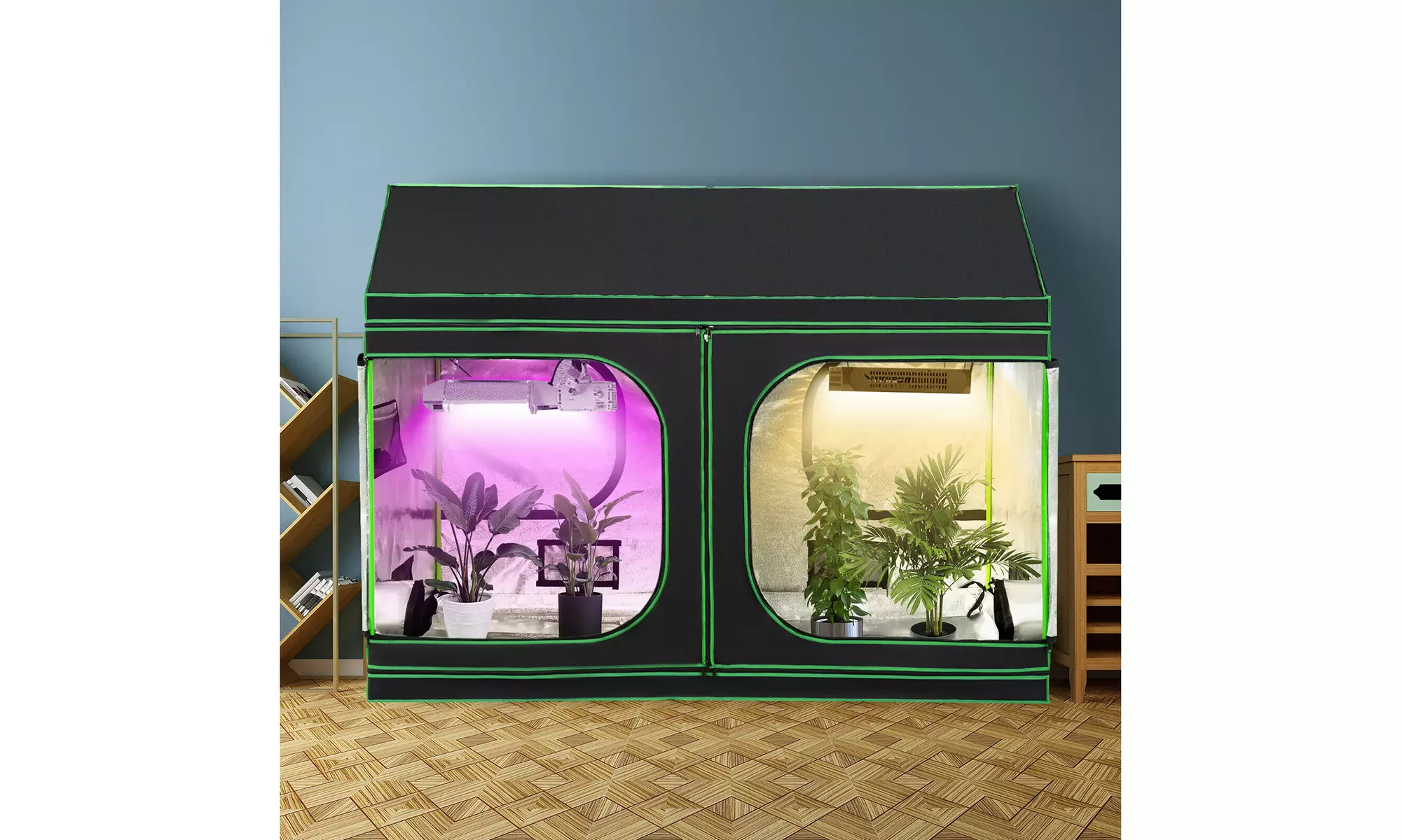 Costway 96''x48''x72'' Mylar Hydroponic Grow Tent Roof Cube w/Window Floor Tray - Primary Image