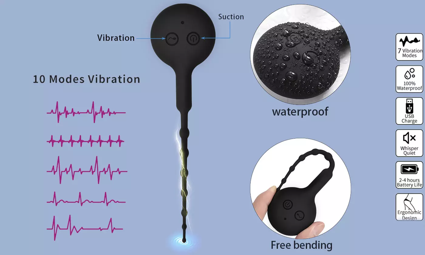 Silicone Beaded G-spot Plug Long Stretcher Dilator Plug Vibrator