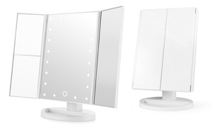 Tri-Fold Makeup Vanity Mirror with 21 Dimmable Touch LED Lights