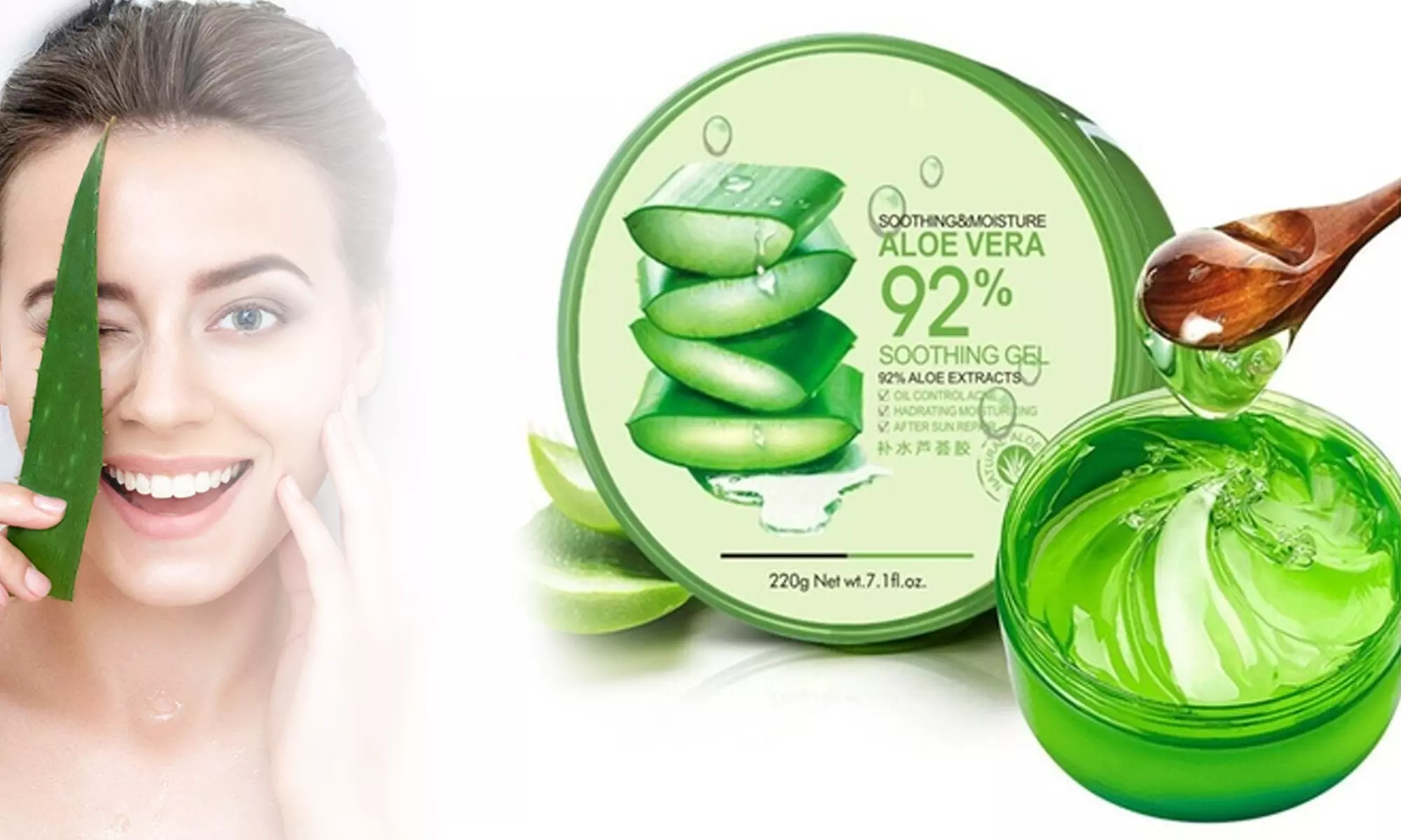 92% Nature Pure Aloe Vera Gel Aloe vera Gel Moisture Soothing Gel 10.58oz 2 PCS - Primary Image