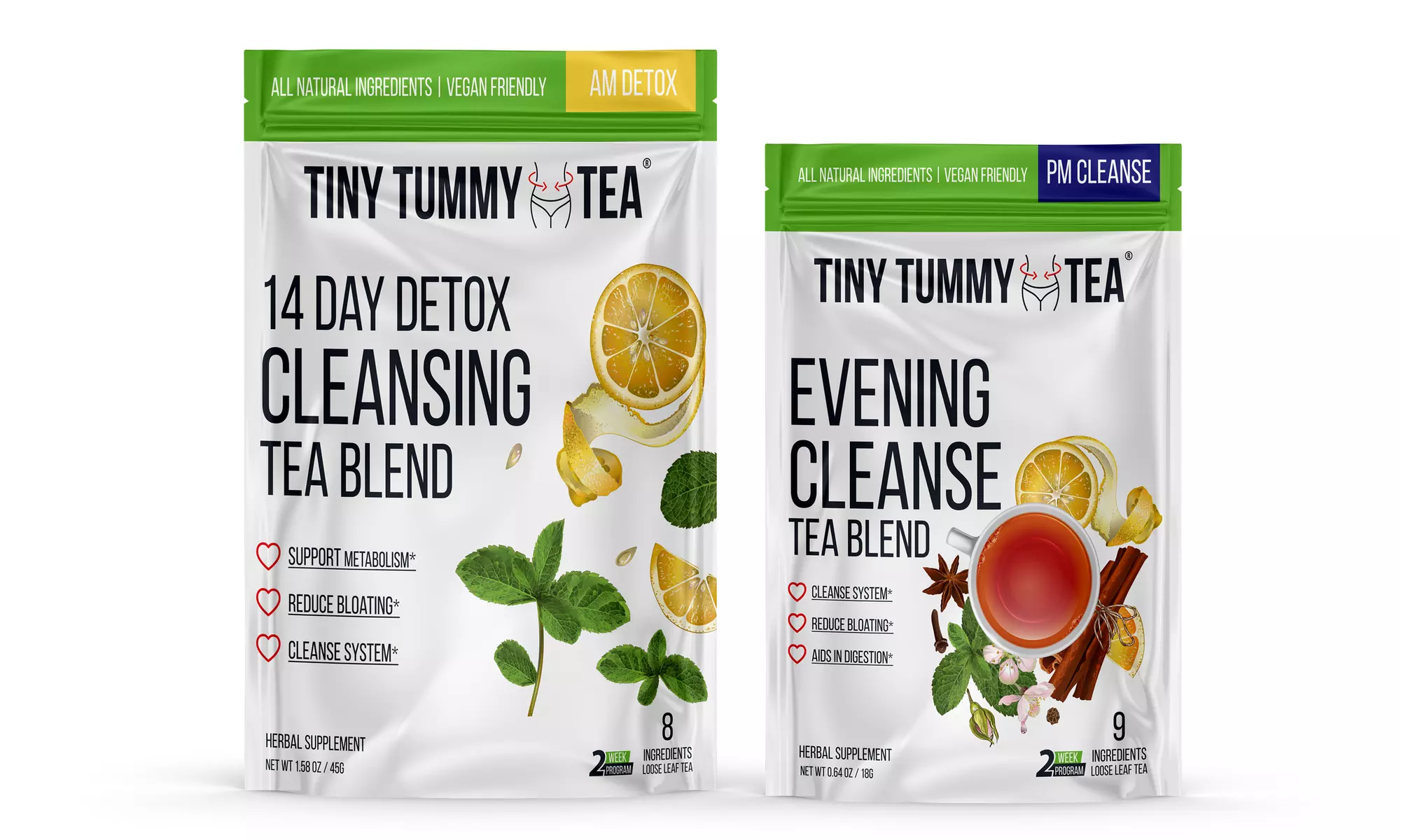 Tiny Tummy Detox AM & PM Cleanse Detox Weight Loss Tea (Combo)