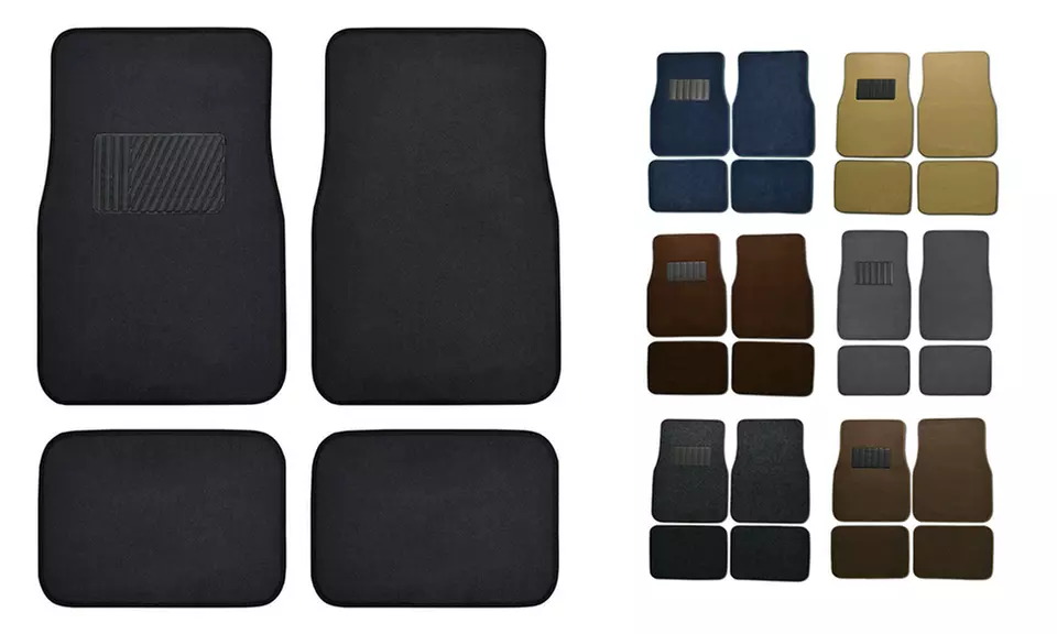 4pc Carpet Liner Vinyl Heel Pad Car Floor Mats for Sedan & SUV - Primary Image
