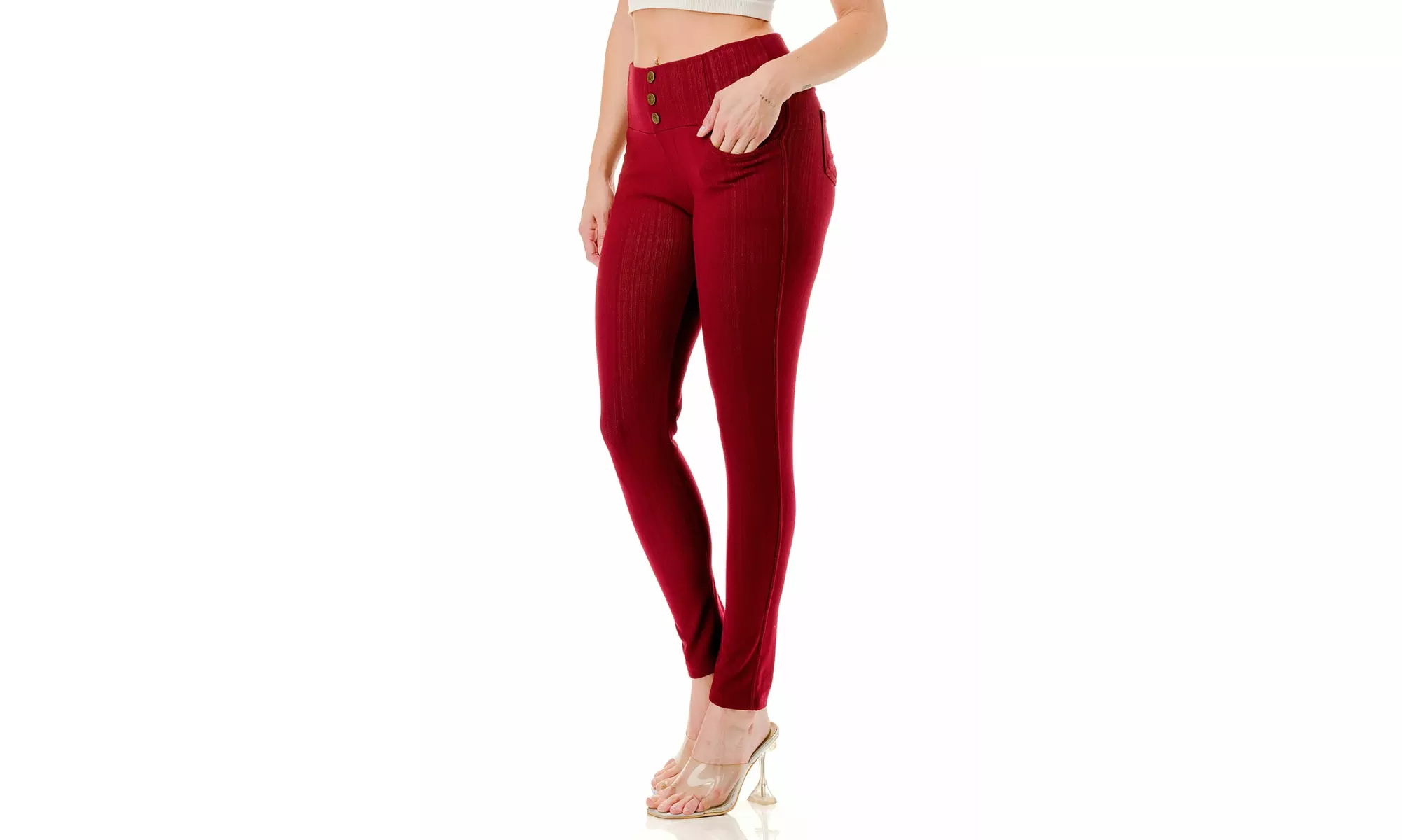 Women's High-Waist Fleece-Lined Skinny Pants Stretch Knit Denim Jeggings S-3XL