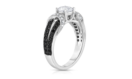 Black And White Spinal Love Knot Ring In Size 5 - 9 5 2 Ct Brass Silver Cubic Zirconia Cubic Zirconia