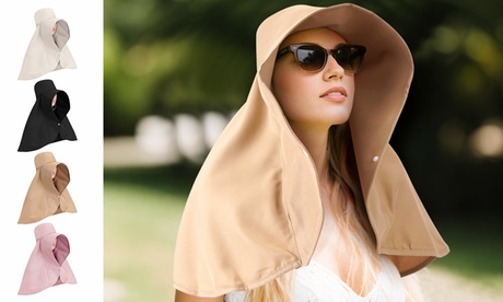 groupon Women Sun Hats Protection Wide Brim Shawl Hat Fishing Hat UV Beach Hats Pink in Khaki | One Size
