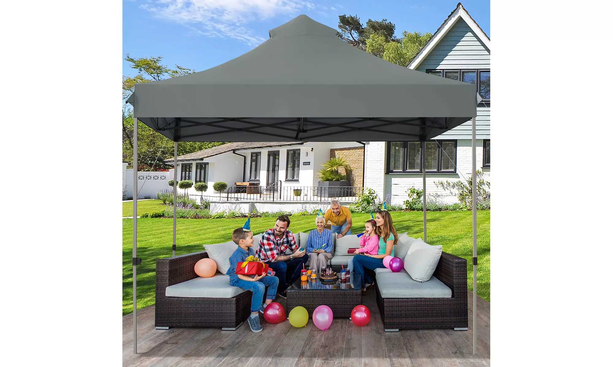 Costway 10' x 10' Portable Pop Up Canopy Event Party Tent Adjustable W/Roller - Primary Image