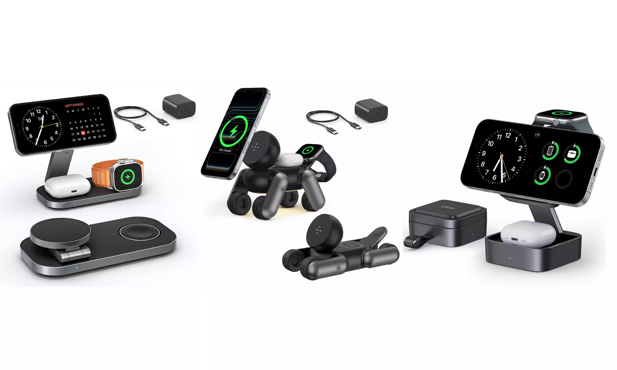 Waloo 3-in-1 Wireless Charging Stations for iPhone, Apple Watch & AirPods