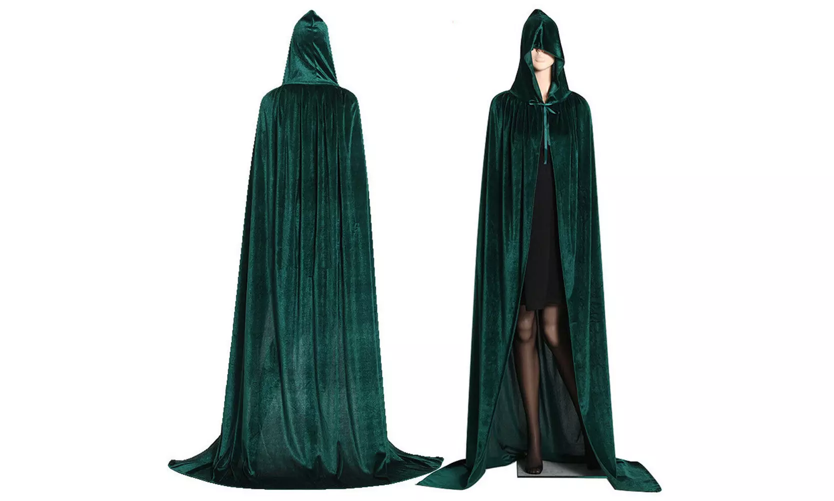 Medieval Vampire Velvet Hooded Cloak Long Robe Witch Capes Halloween Costume