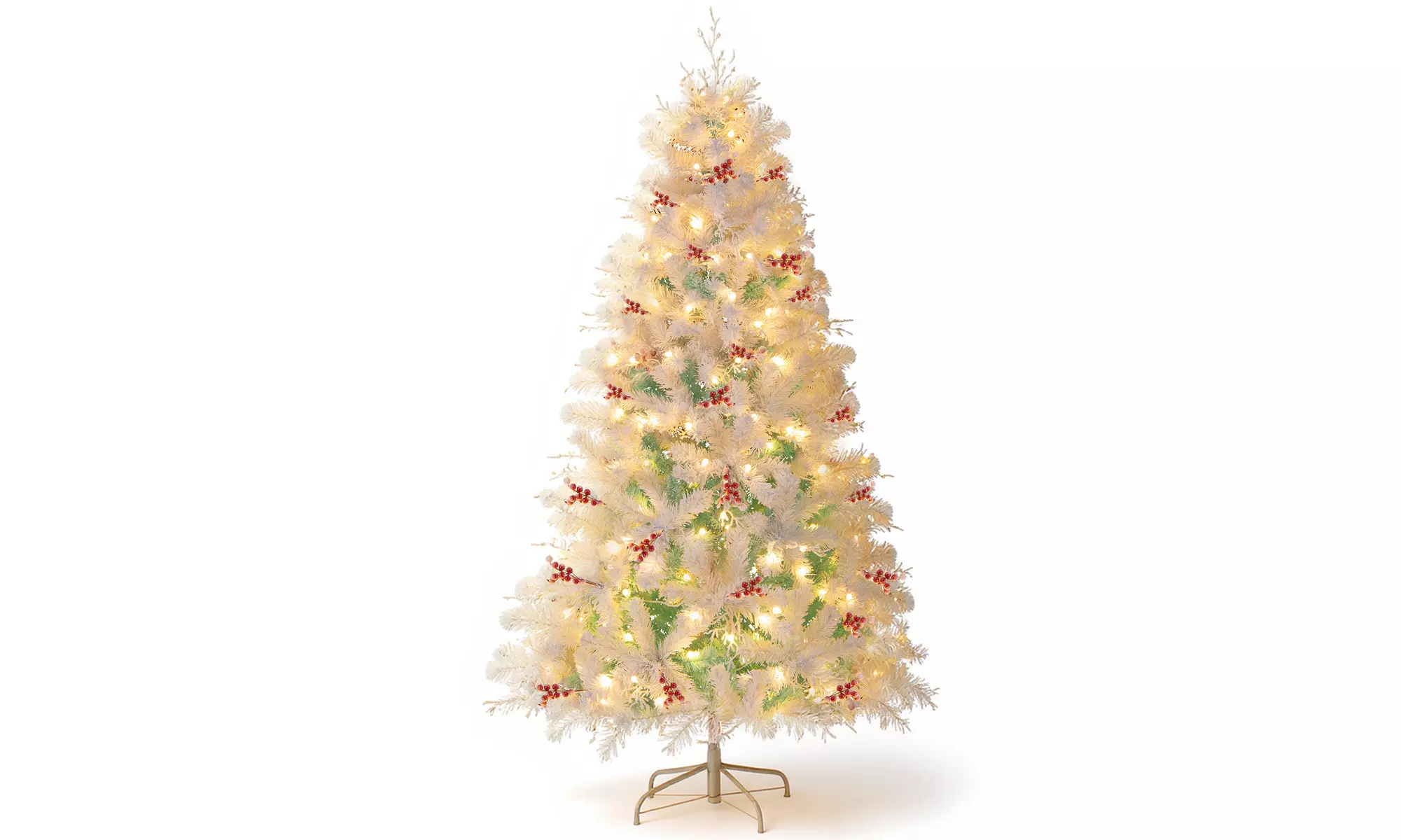 Costway Pre-Lit Artificial Christmas Tree with Branch Tips | Warm White LED Lights | Easy Setup & Home Decor