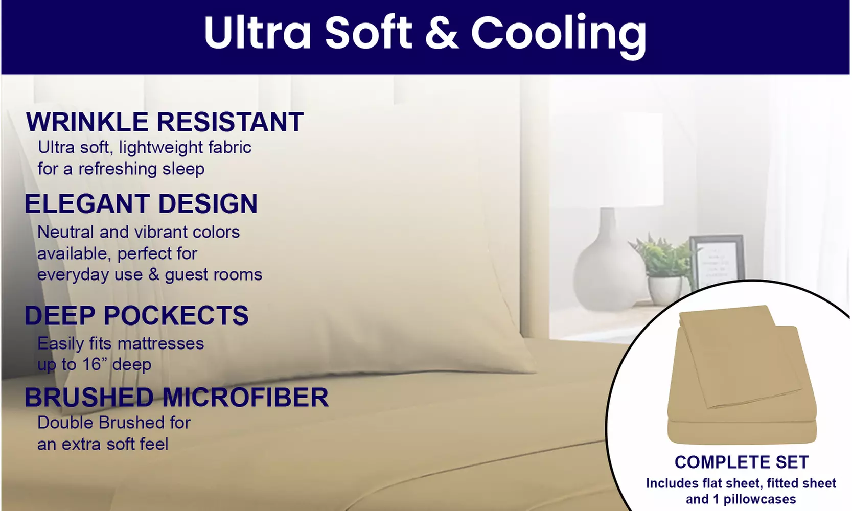 1800 TC Twin Sheet Set - 3PC Double Brushed Bamboo Blend