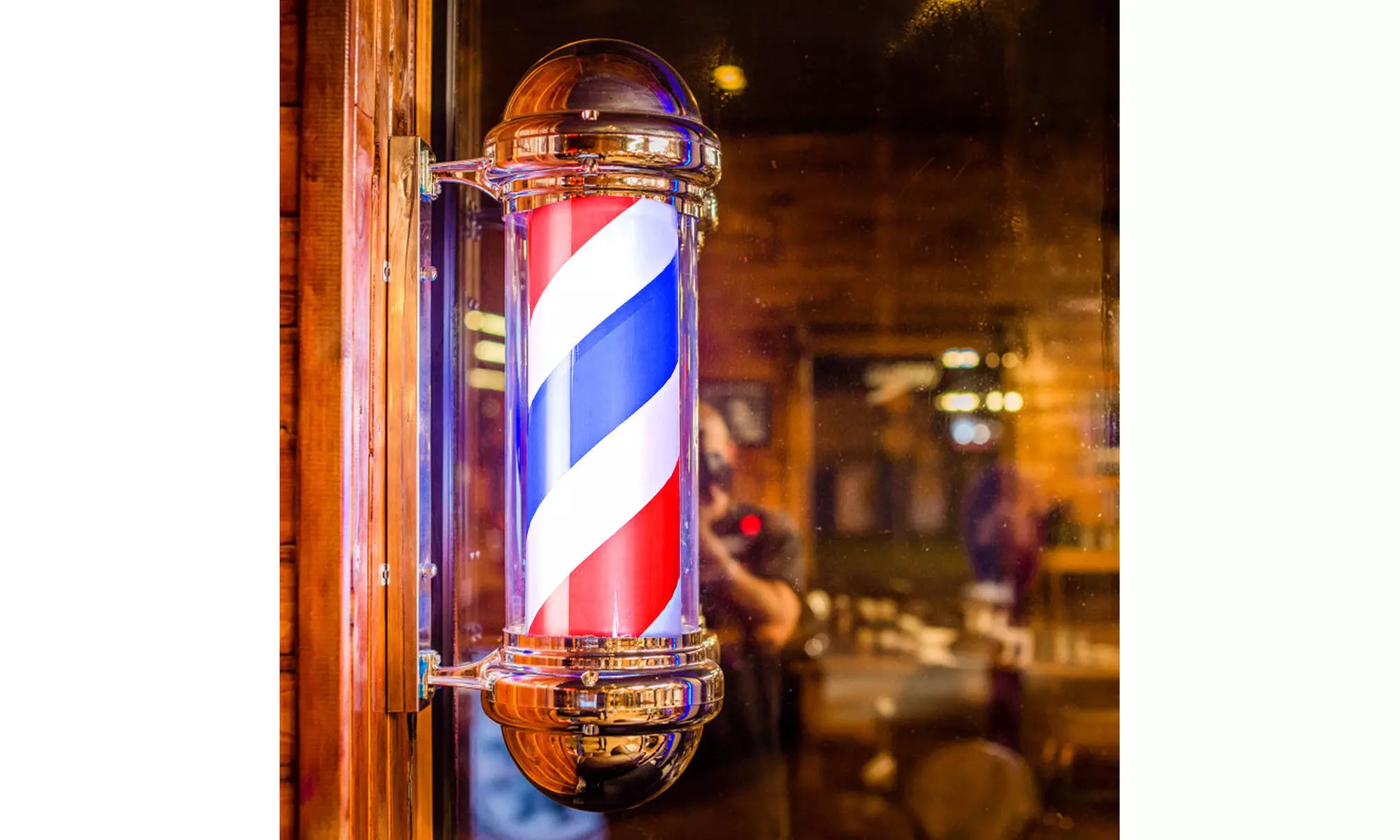30'' Barber Shop Pole Red White Blue Rotating Light Stripes Sign Hair Salon - Primary Image