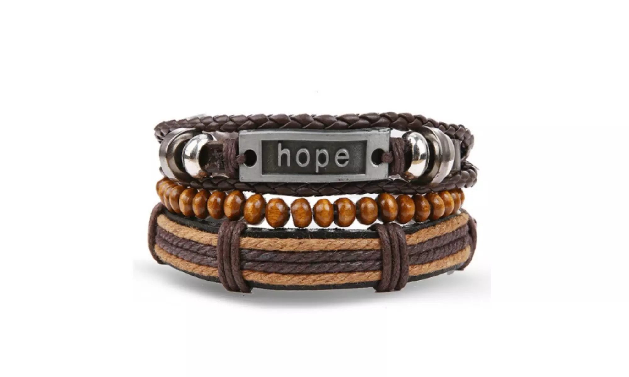 Punk Metal Hope Charm Multilayer Bracelet For Men - Primary Image