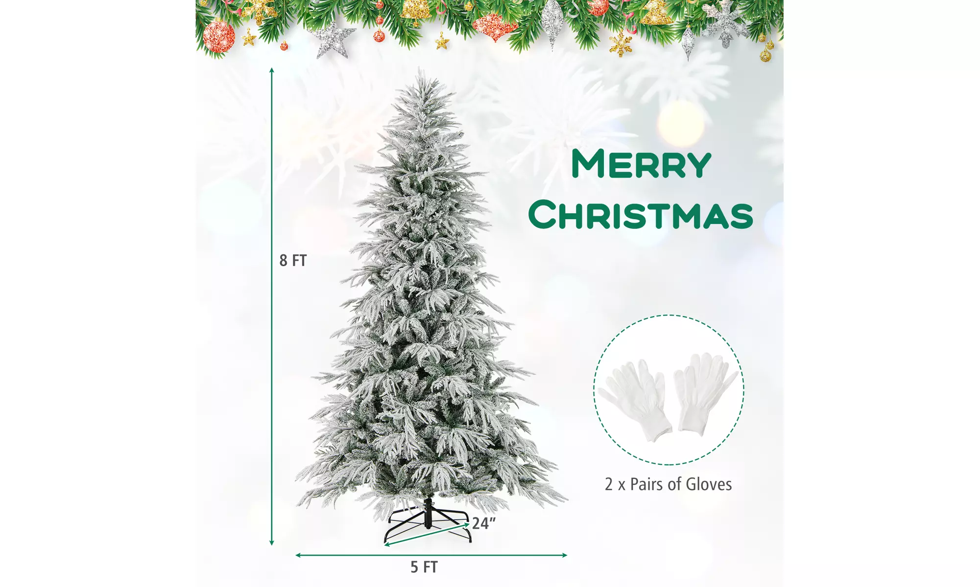 Costway Pre-Lit Artificial Christmas Tree with Branch Tips | Warm White LED Lights | Easy Setup & Home Decor