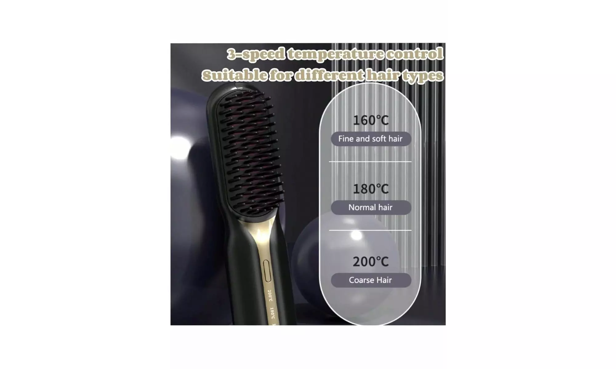 Hair Straightener Brush Comb for Women, Fast Heating, Anti-Scald