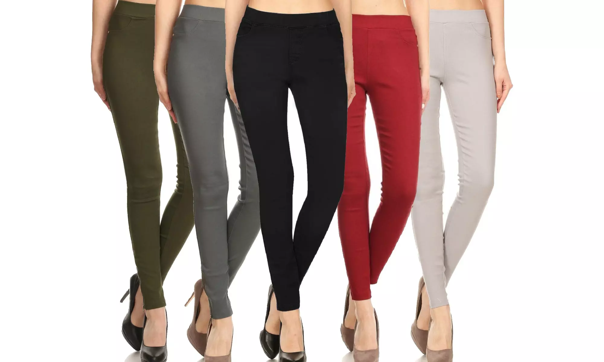 JVINI Women's High Waist Pull-On Stretch Skinny Plus Size Jeggings