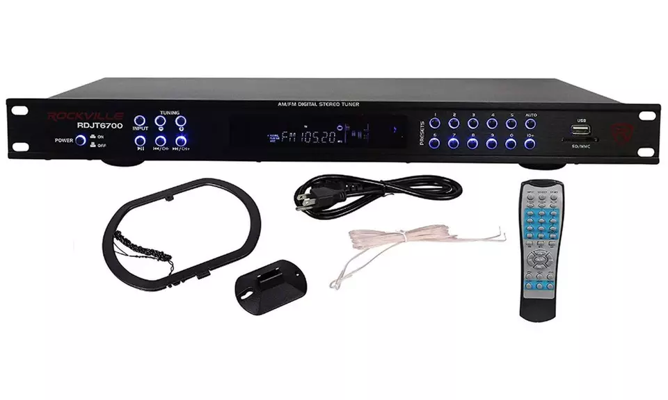 Rockville 19"" Rack Mount Digital AM/FM Radio Tuner Receiver USB/SD - Primary Image