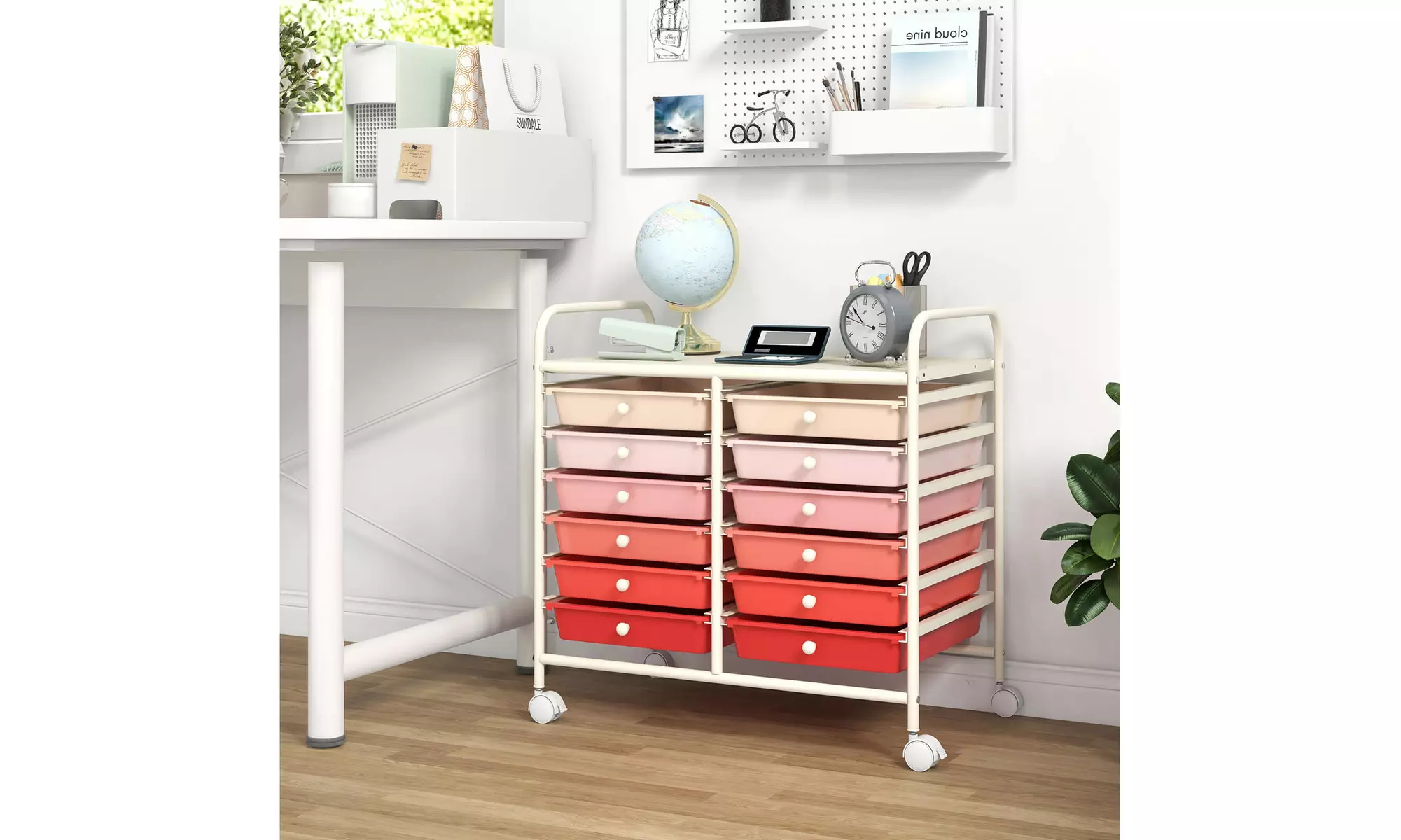 Costway 12 Drawers Rolling Cart Storage Scrapbook Paper Studio Organizer Bins