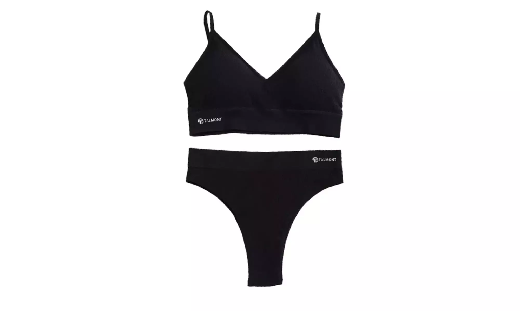 Talmont Seamless Ribbed Bra and Panty Set Soft Stretchy Lounge Lingerie