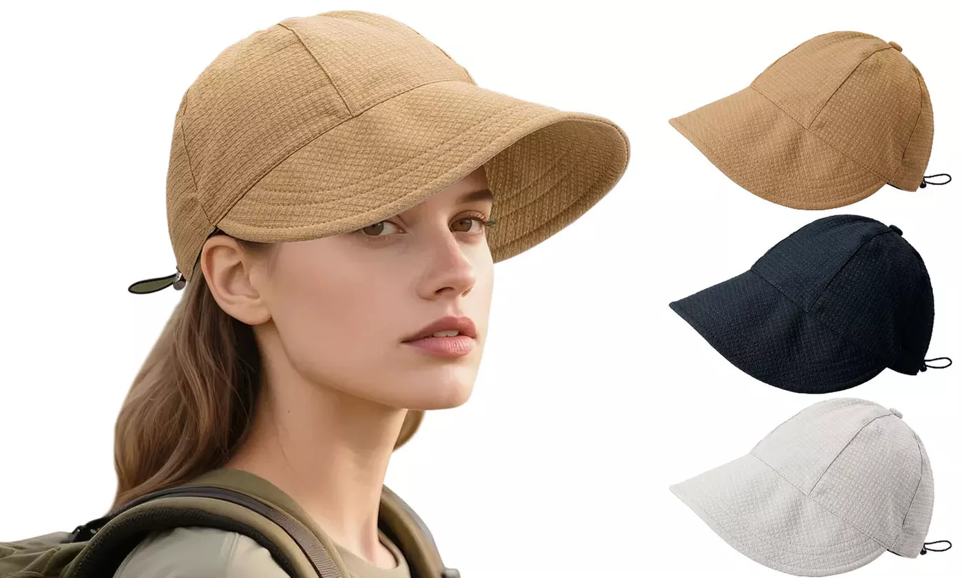Women's Wide Brim Sun Hat: UV Protection Beach & Outdoor Ponytail Cap