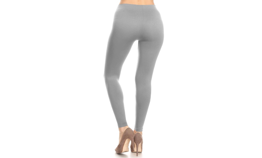 Image 63: Plus size,Solid Color Basic Soft Comfy Elastic Waistband High Waist Leggings