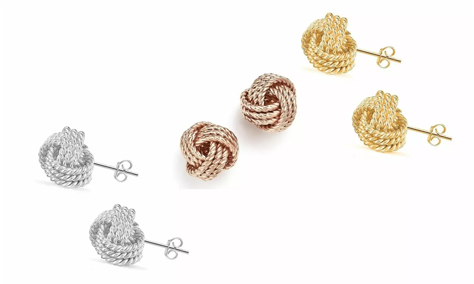 Italian Made 925 Sterling Silver Twist Love Knot Stud Earrings