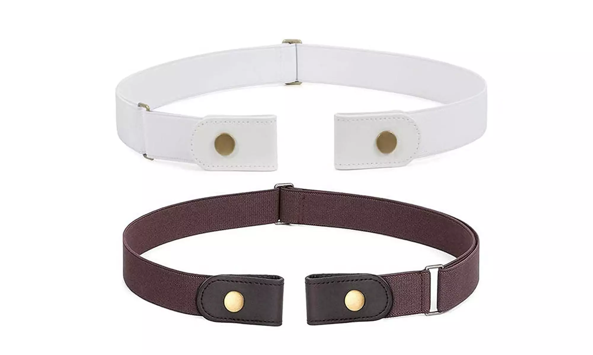2 Pack No Buckle Free Elastic Belt Adjustable Invisible Stretch Waist Belt