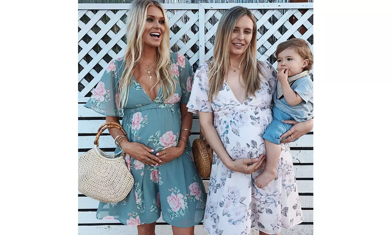 Women Maternity Dresses Half Sleeve Baby Shower Nursing Maternity Wrap Dress - Primary Image
