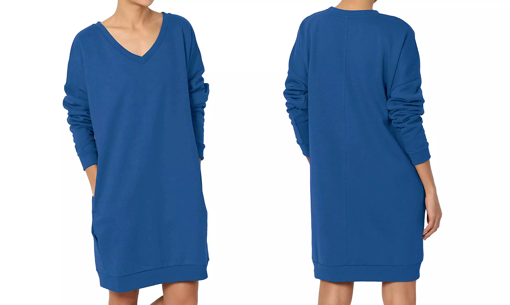 Haute Edition Women's Loose Fit Sweatshirt Dress With Pockets S-3X