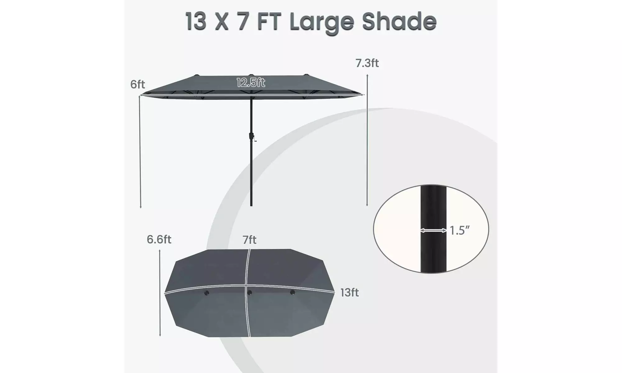 Costway 13ft Outdoor Double-Sided Table Umbrella with Optional LED Lights