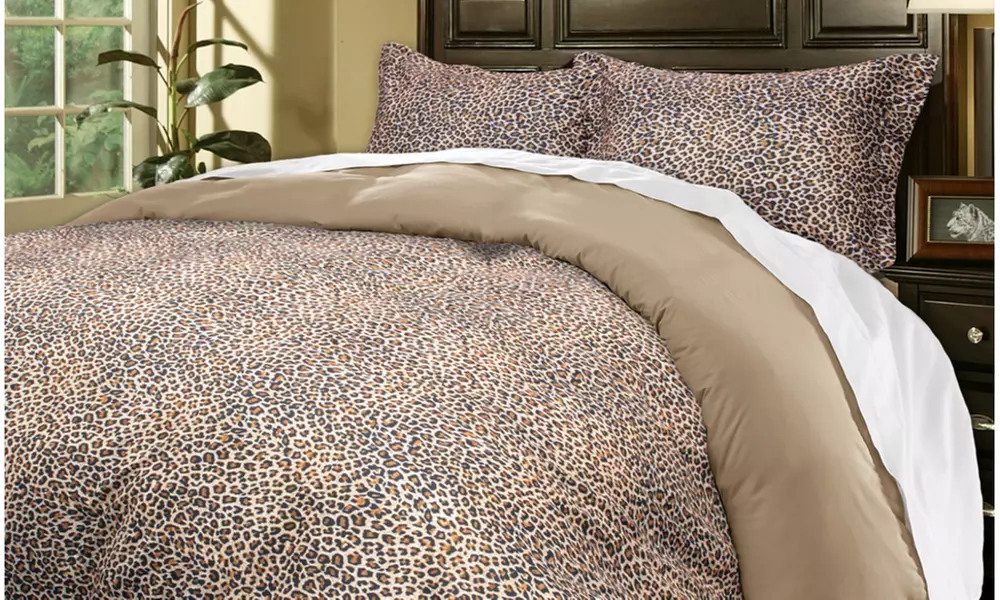Leopard or Zebra Reversible Duvet Cover Sets - Primary Image