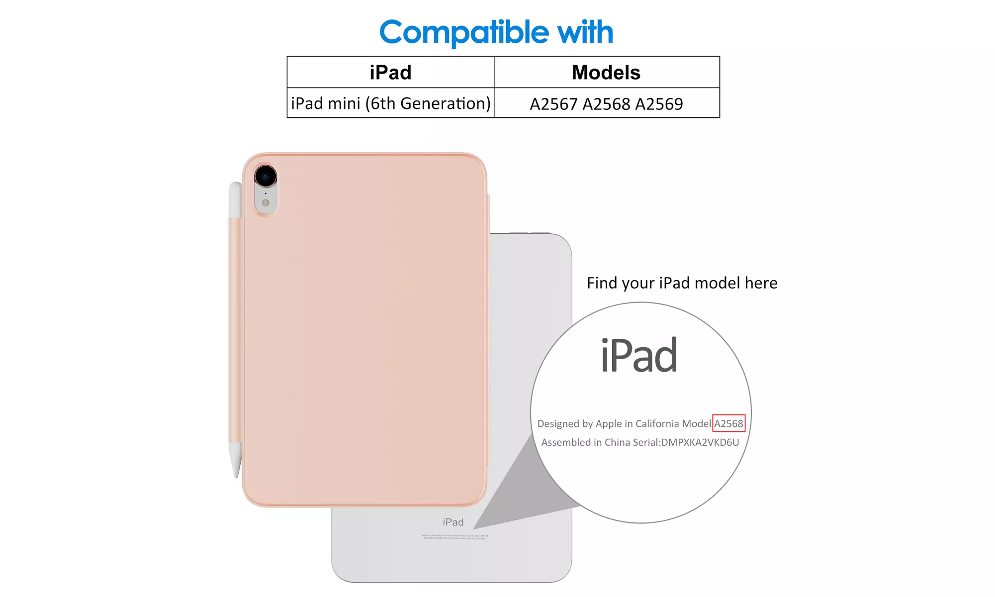 Case for iPad Mini 6 (2021 Model), Magnetic Attachment, Auto Wake/Sleep