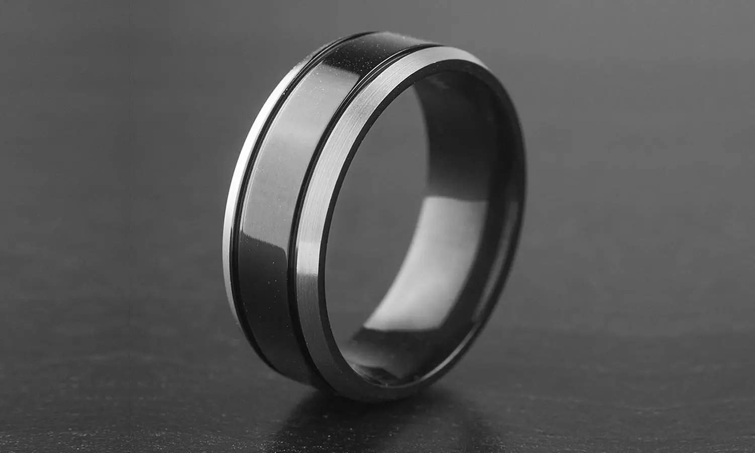 Men's Black Plated Titanium Bands - Second Medium