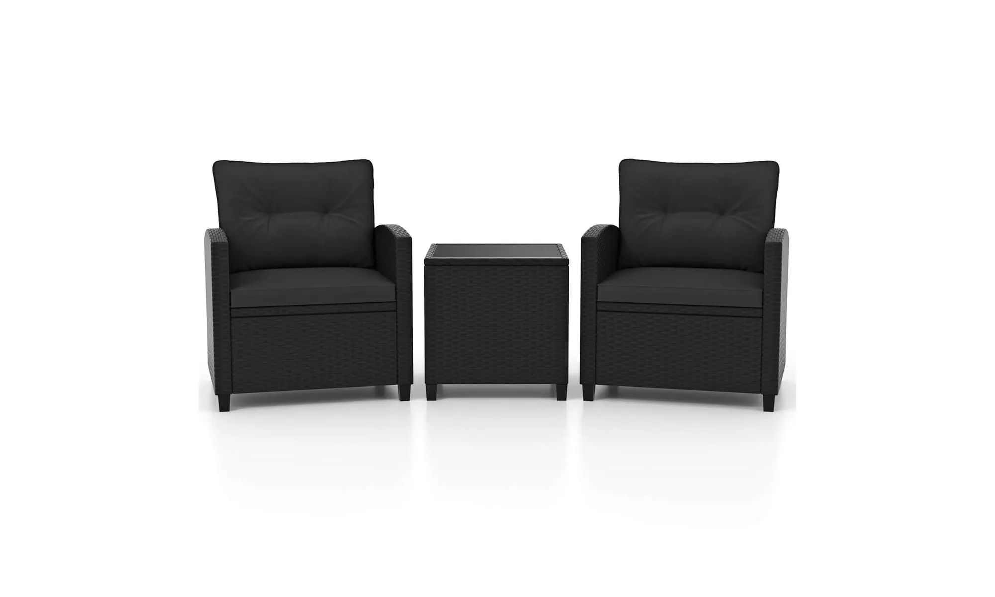  Three-Piece Costway Patio Furniture Set with Tempered Glass Coffee Table