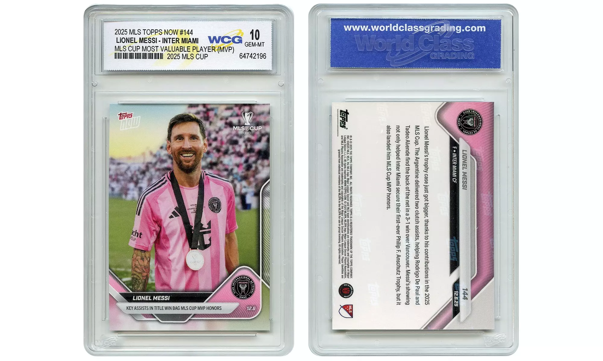 2025 Topps Now MLS Card #144 Lionel Messi MLS Cup MVP Card - GM 10