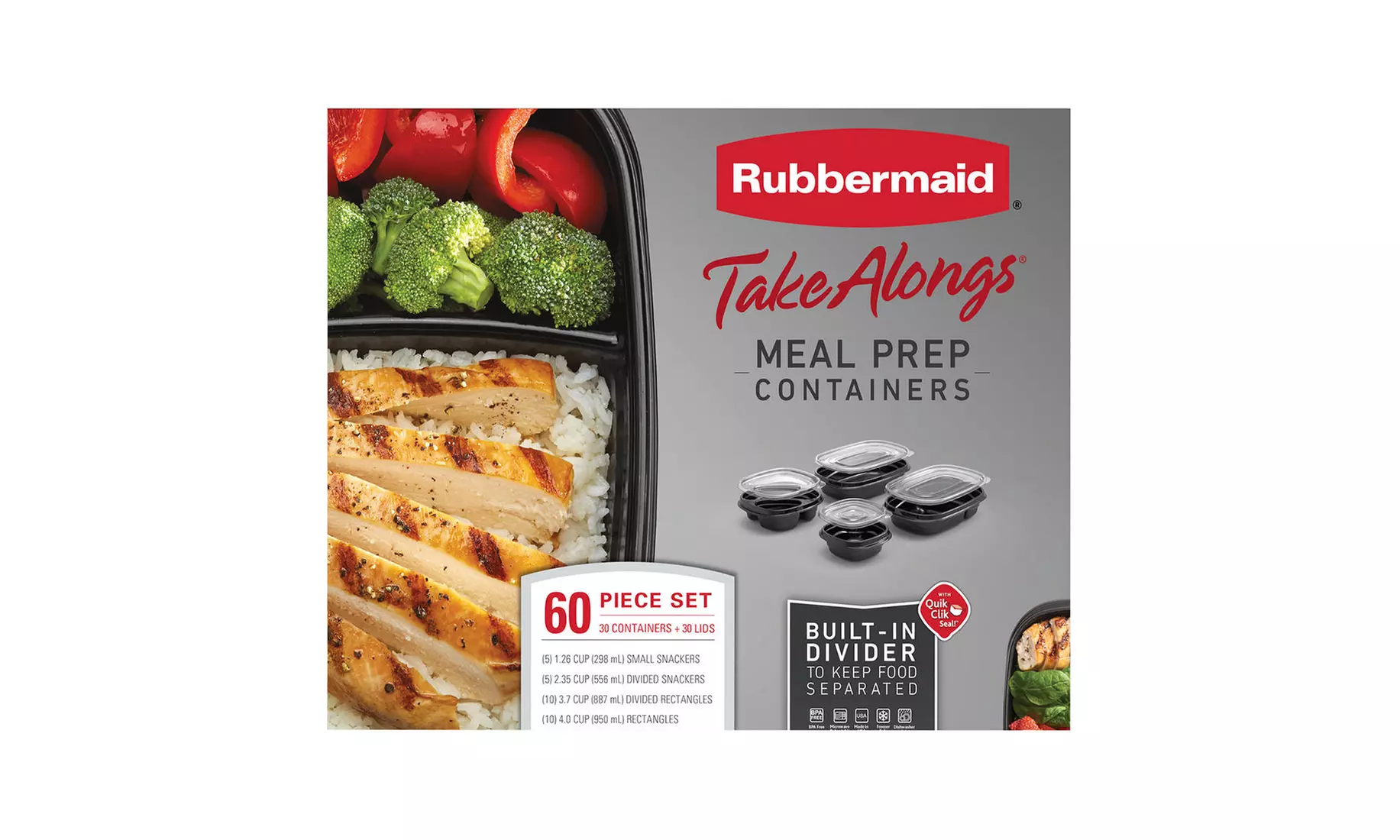 Rubbermaid 60-Pc. TakeAlongs Meal Prep Containers Set - Second Medium