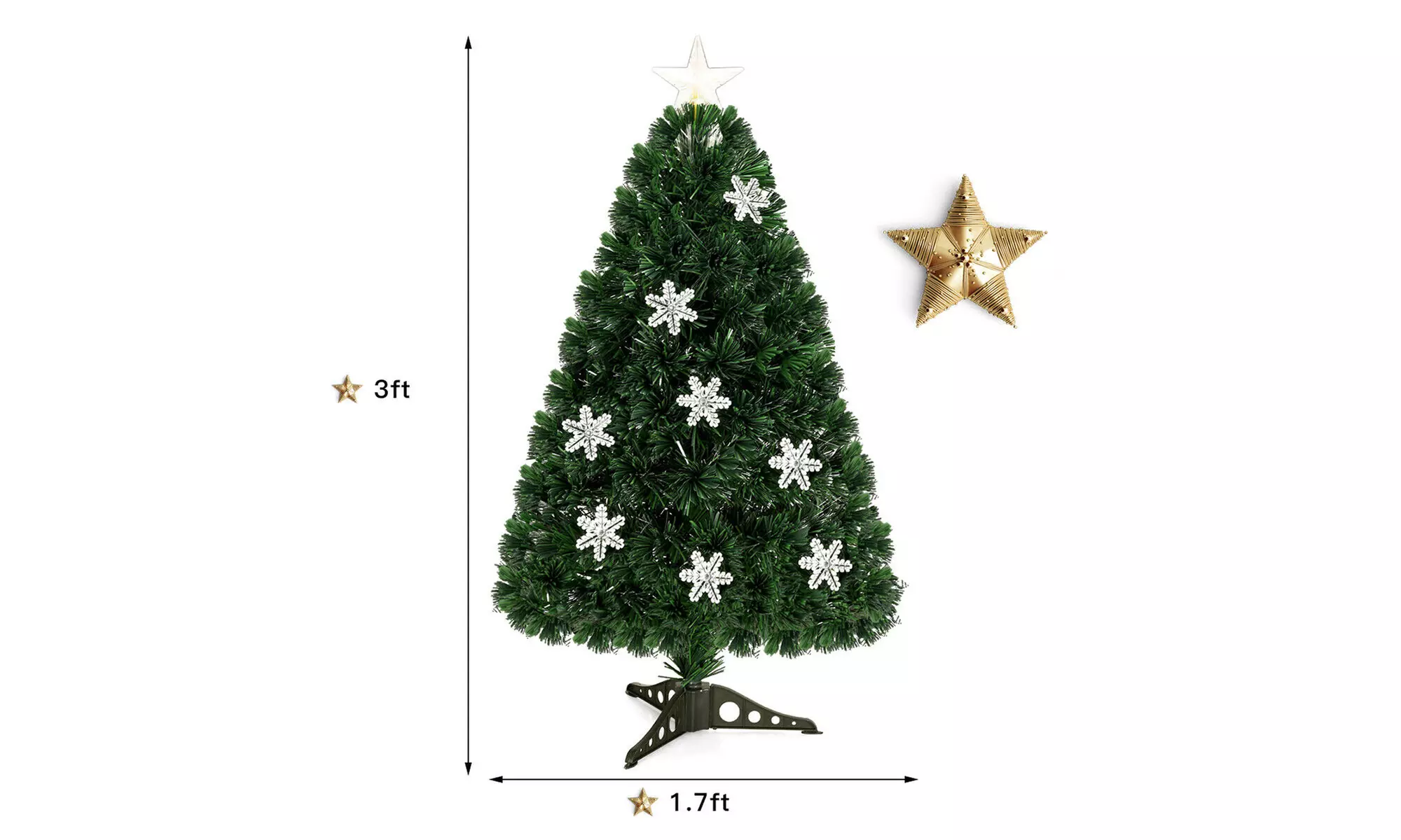 Costway 3FT Pre-Lit Fiber Optic Artificial Christmas Tree w/Multicolor Lights