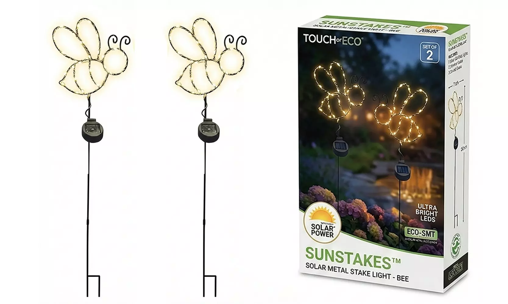 Outdoor Solar Powered LED Decorative Garden Stake Light (Set of 2) - 5 Options