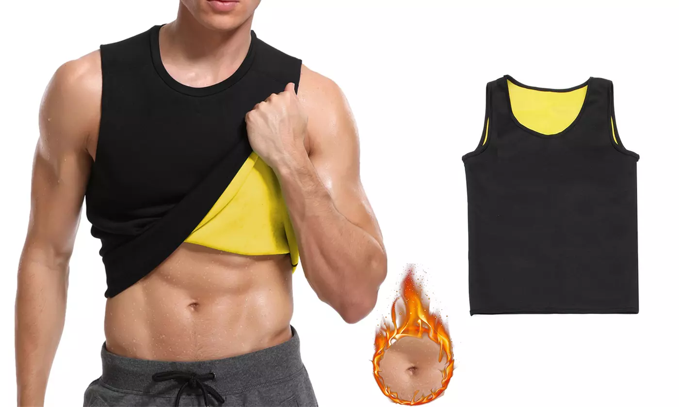 Men Neoprene Sweat Vest Waist Trainer Tummy Slimming Vest Tank Top Body Shaper  - Primary Image