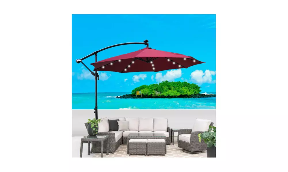 11 foot navy blue patio umbrella 11ft Round Sunbrella Cantilever Umbrella