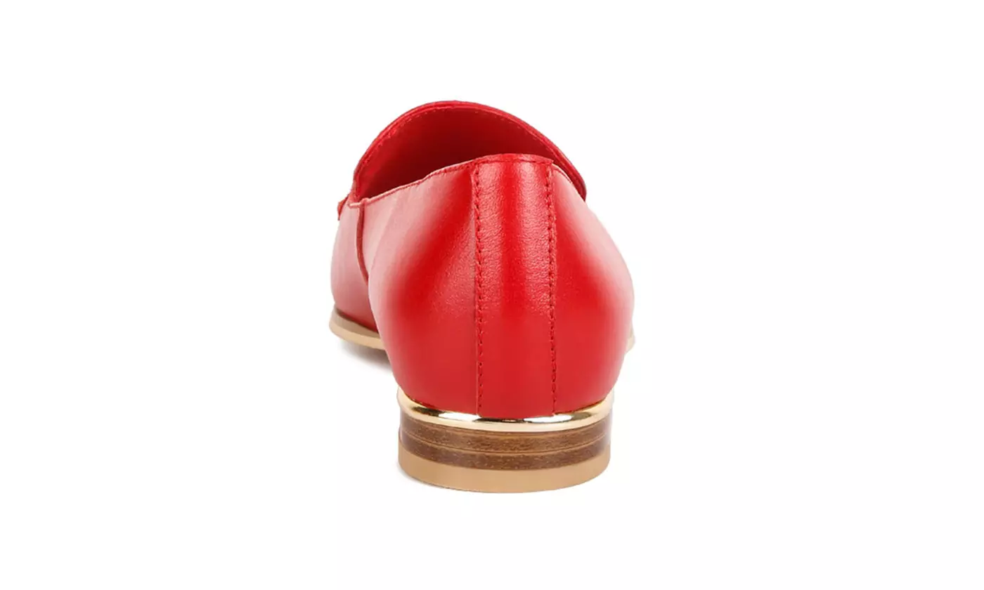 Richelli Metallic Sling Detail Loafers In White & Red