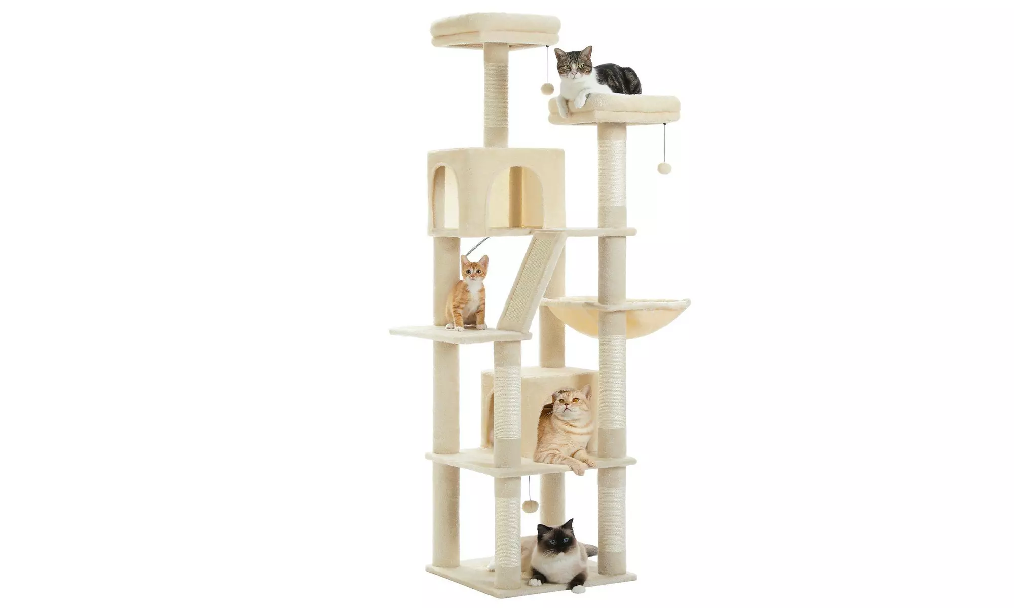 180cm Large Cat Tree for Indoor Cats, Multi-Level Cat Tower Cat Scratching Post