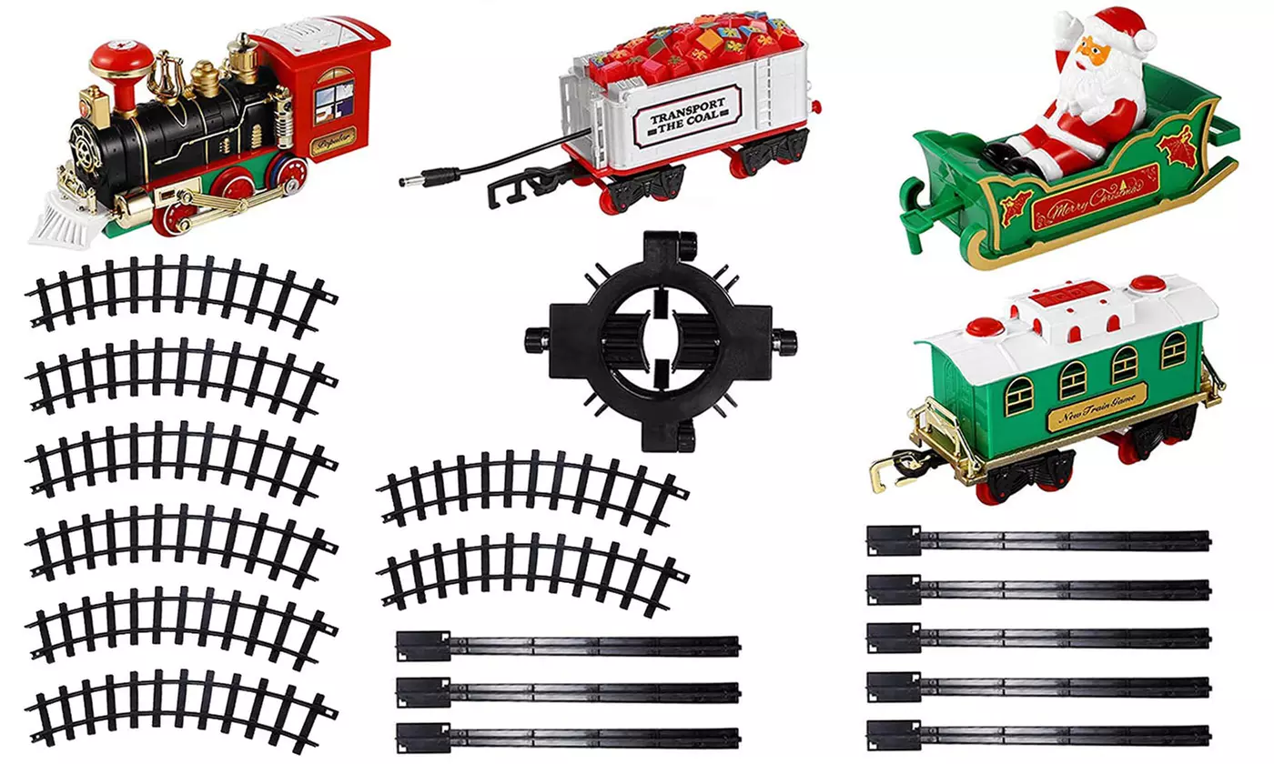 Christmas Train Toy Set w/ Sound & Light: Great Holiday Gift!