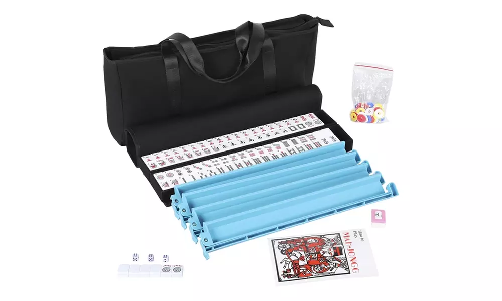 American Mah Jongg Mahjong Set 166 Premium White Tiles 4 All-in-One Rack/Pushers - Second Medium