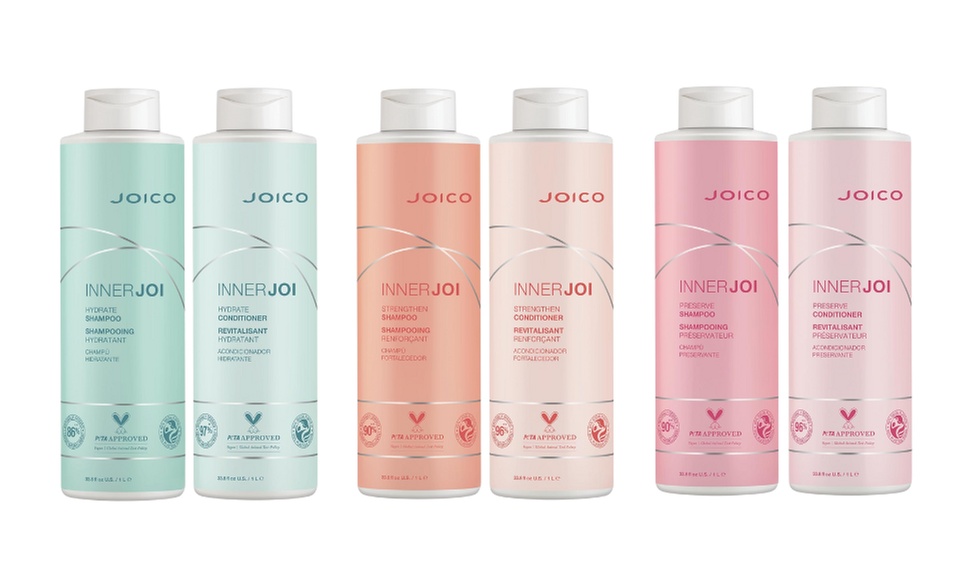 JOICO InnerJoi Shampoo & Conditioner Liter Set Hydrate, Strength or Preserve