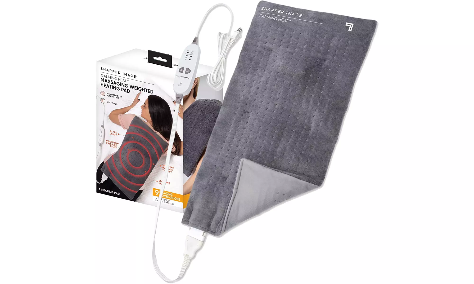 Calming Heat Weighted Electric Heating pad w/ Massaging Vibrations-New(Open Box) - Primary Image