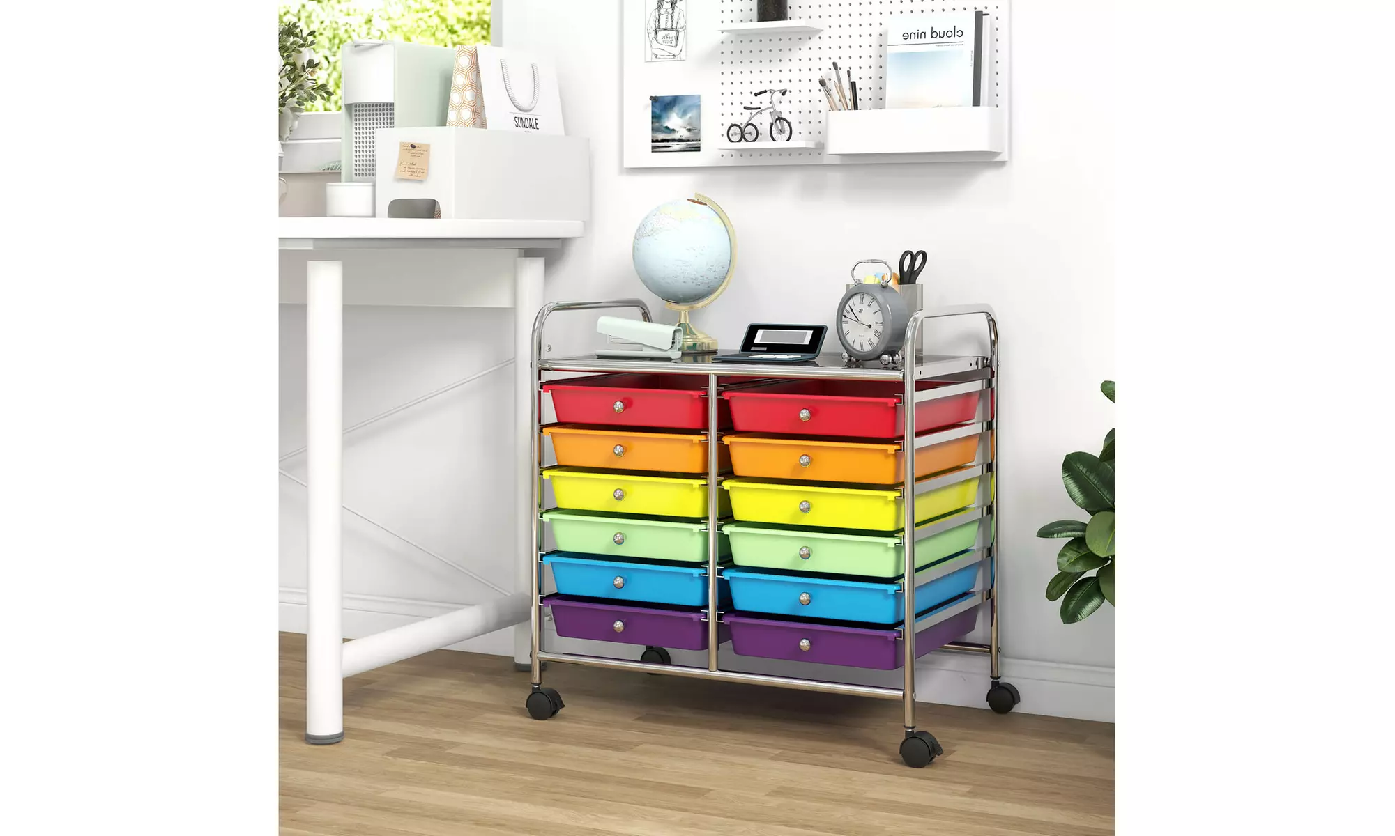 Costway 12 Drawers Rolling Cart Storage Scrapbook Paper Studio Organizer Bins
