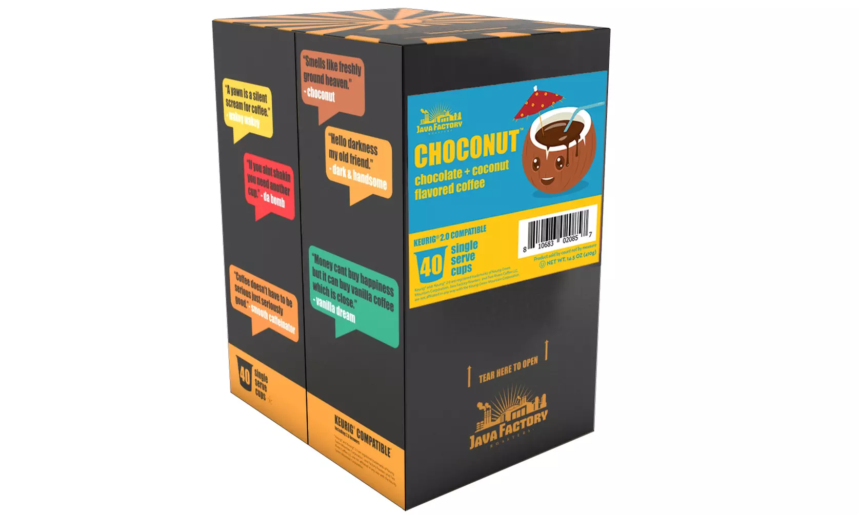 Java Factory Choconut Flavored Coffee for Keurig K Cup Brewers, 40 Count - Second Medium
