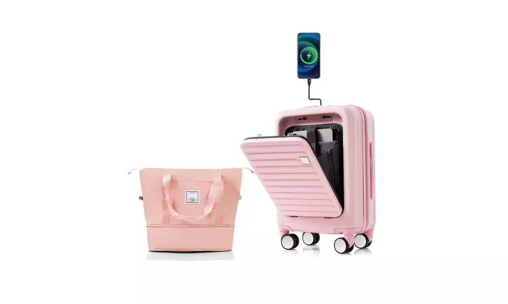 20-Inch Carry-On Luggage with Expandable Travel Bag Set