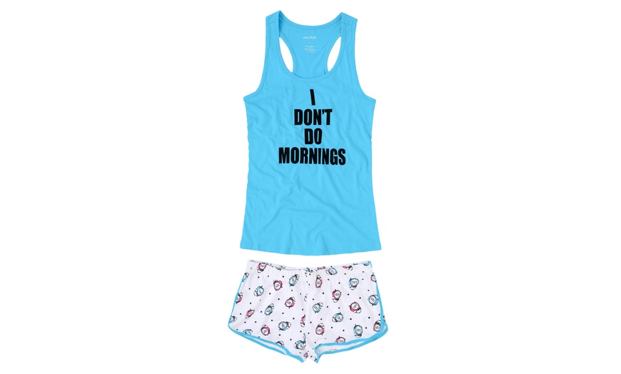 Image 7: Women's Soft Knit 100% Cotton Jersey Short Tank-Sleep Set